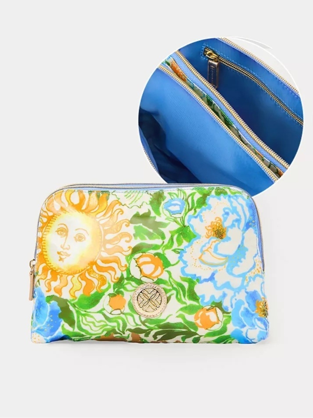 NWT Lilly Pulitzer Sun & Bloom Print Cosmetic Bag With Double Zip Pouch